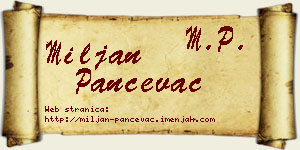 Miljan Pančevac vizit kartica